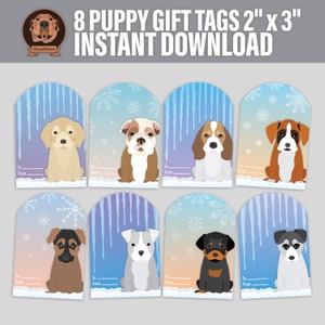 Printable Puppy Gift Tags - Puppies Wearing Hats with To & From, Pet Treat Label, DIY Dog Lover Watercolor Favors, Digital Kids Gift Wrap image 4