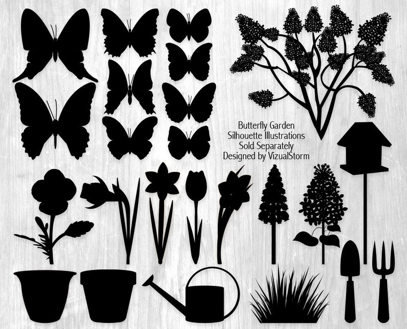 butterfly garden silhouettes