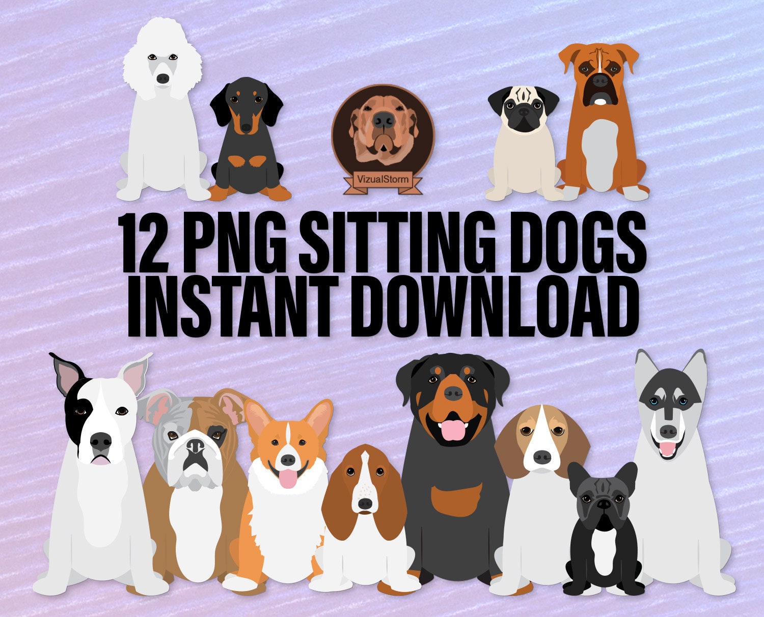 Cute Sitting Dog Clipart - Hand Drawn Breeds, PNG Pet Illustrations With  Labrador Retriever, Doberman \u0026 More, Perfect for Dog Lover Crafting - Etsy, image size:1500x1212