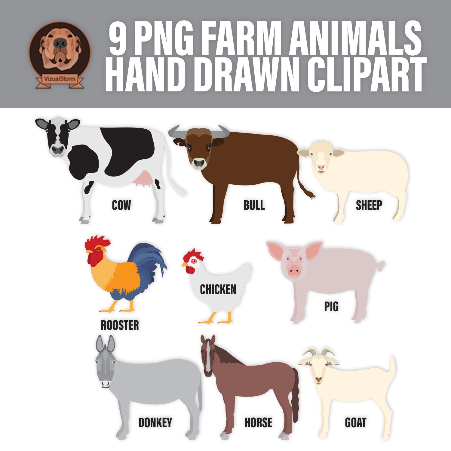 Alpaca Clipart Bundle - Png Farm Animals & Farmhouse Props, Cute ...