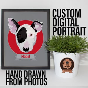 Custom Digital Dog Portraits, Hand Drawn From Photos, Personalized Pet Face Illustration, Handmade Animal Sympathy Gift, Gifts For Dog Mom image 1