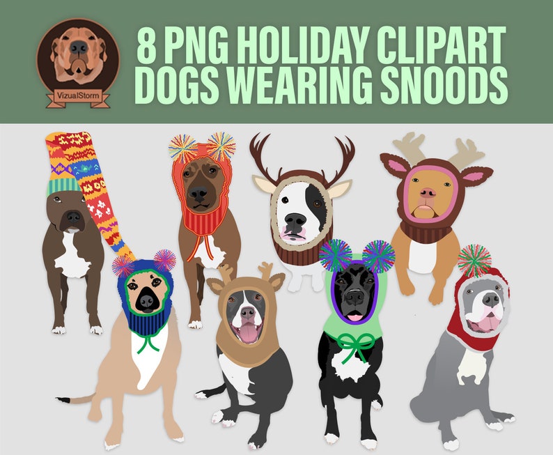 Pitbulls wearing snoods clipart