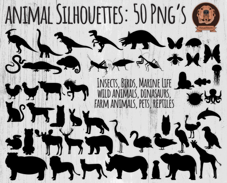 Png Wildlife Silhouettes Animals from the Woodlands, Africa, Farm, Reptiles, Dinosaurs, Aquatic Life, Insects, Cat and Dog 50 Png's image 1