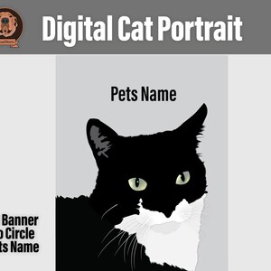 Custom Digital Cat Portrait, Hand Drawn From Photos, Personalized Pet Face Illustrations, Sympathy Gifts, Pet Memorial, Gifts For Cat Mom image 7