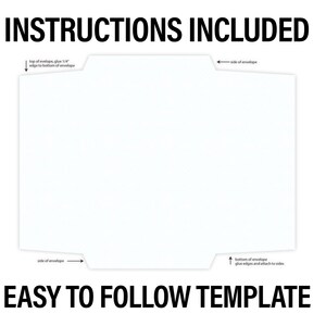 May include: A white envelope template with instructions on how to fold and glue the edges. The text "INSTRUCTIONS INCLUDED" and "EASY TO FOLLOW TEMPLATE" is printed on the image.