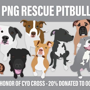 hand drawn Pitbull clipart set