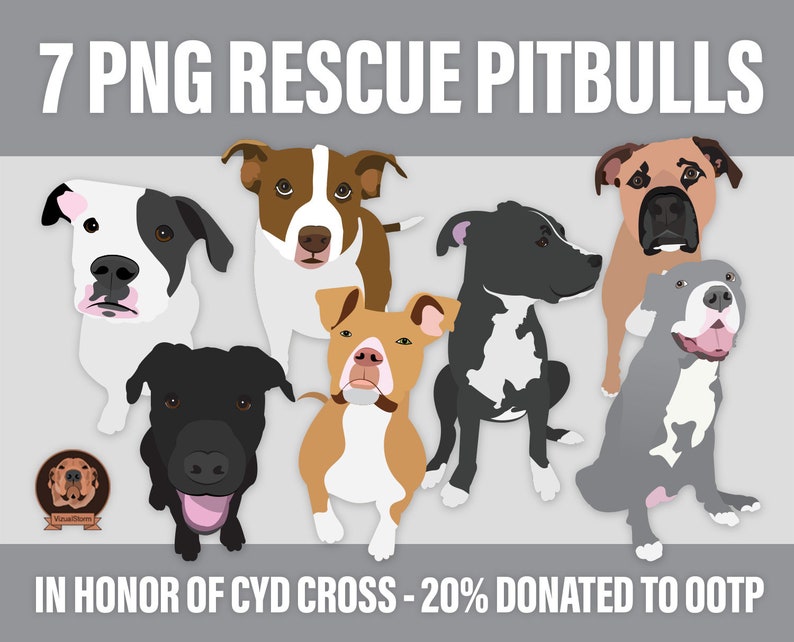 hand drawn Pitbull clipart set