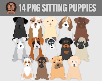 Cute Puppy Clipart - Png Puppies, Labrador Retriever, English Bulldog, Baby Dog Breeds Png Clip Art Bundle, Boxer Dog, Toy Poodle, Shar Pei