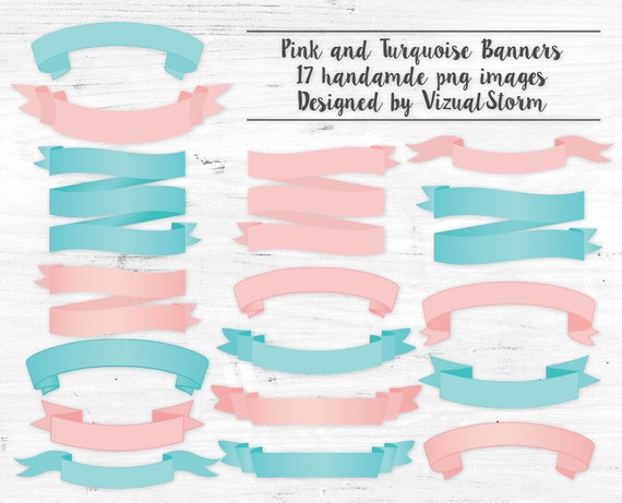 pink and blue banners baby colors blank banner graphics etsy