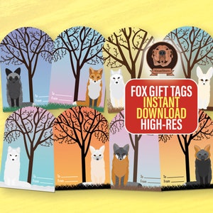 Autumn fox Printable Gift Tags