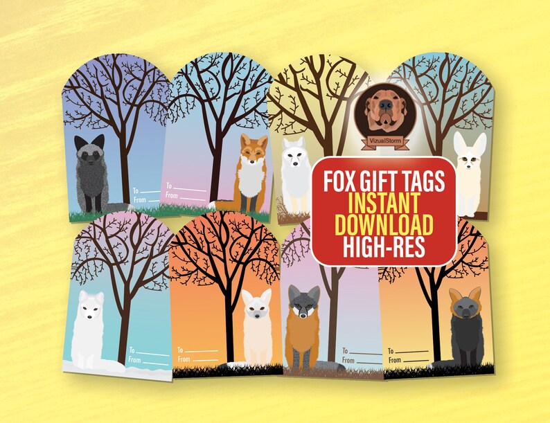 Autumn fox Printable Gift Tags