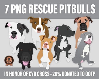 Pitbull Clipart - Cute Rescue Dog Illustrations, DIY Pet Craft, American Bully Breeds, Digital PNG Files For Pet Parent Crafts & Pitbull Mom