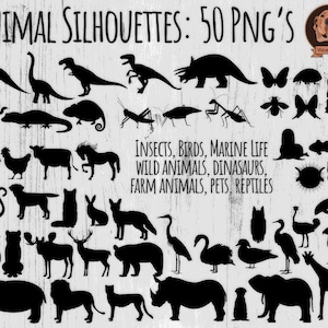 Png Forest Silhouettes Clipart Woodland Clip Art, Plants and Animals, Bear, Moose, Deer, Fox, Stag, Nature Silhouettes, Digital Scrapbook image 5