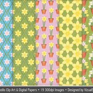 Daffodil Clipart Bundle, Flower Digital Papers, Png Floral Illustrations Spring Garden Clip Art, Easter Scrapbooking, Mothers Day Crafts image 2