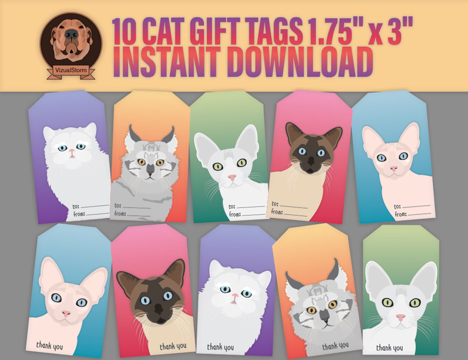Cat Lable Diy Cat Gift Tags With Thank You and To/from - Printable Pet Treat ...
