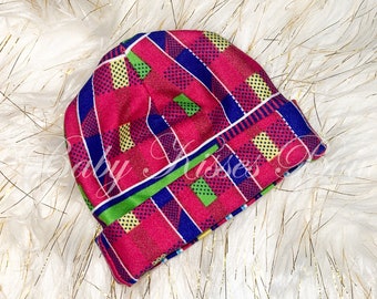 Kente Baby Beanie | Kente Beanie | Baby Kente Cap | Baby Cap, Kente Baby Cap | Kente Hat | Baby Beanie | Kente Cap | Pink Purple Baby Beanie