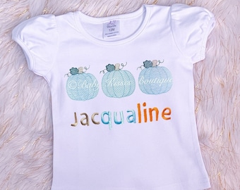 Custom Girl Halloween Shirt | Personalized Girl Pumpkin Halloween Shirt l Halloween Shirt