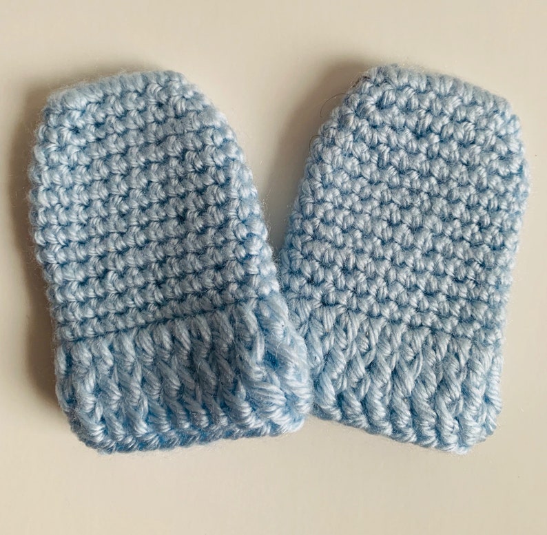 Crocheted Baby Scratch Mittens Powder Blue Etsy