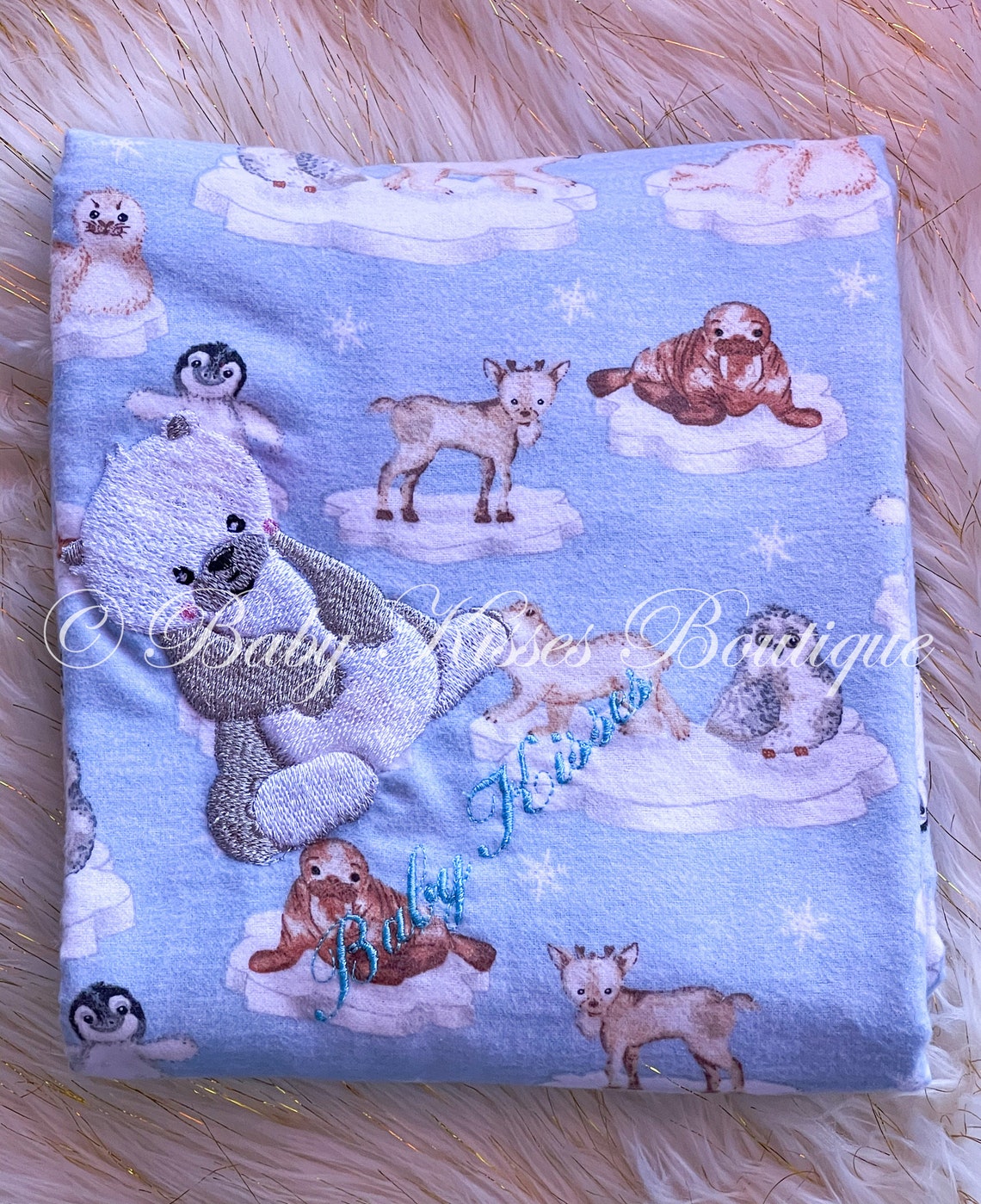 Personalized Polar Bear Blanket Baby Blanket Receiving Etsy New Zealand