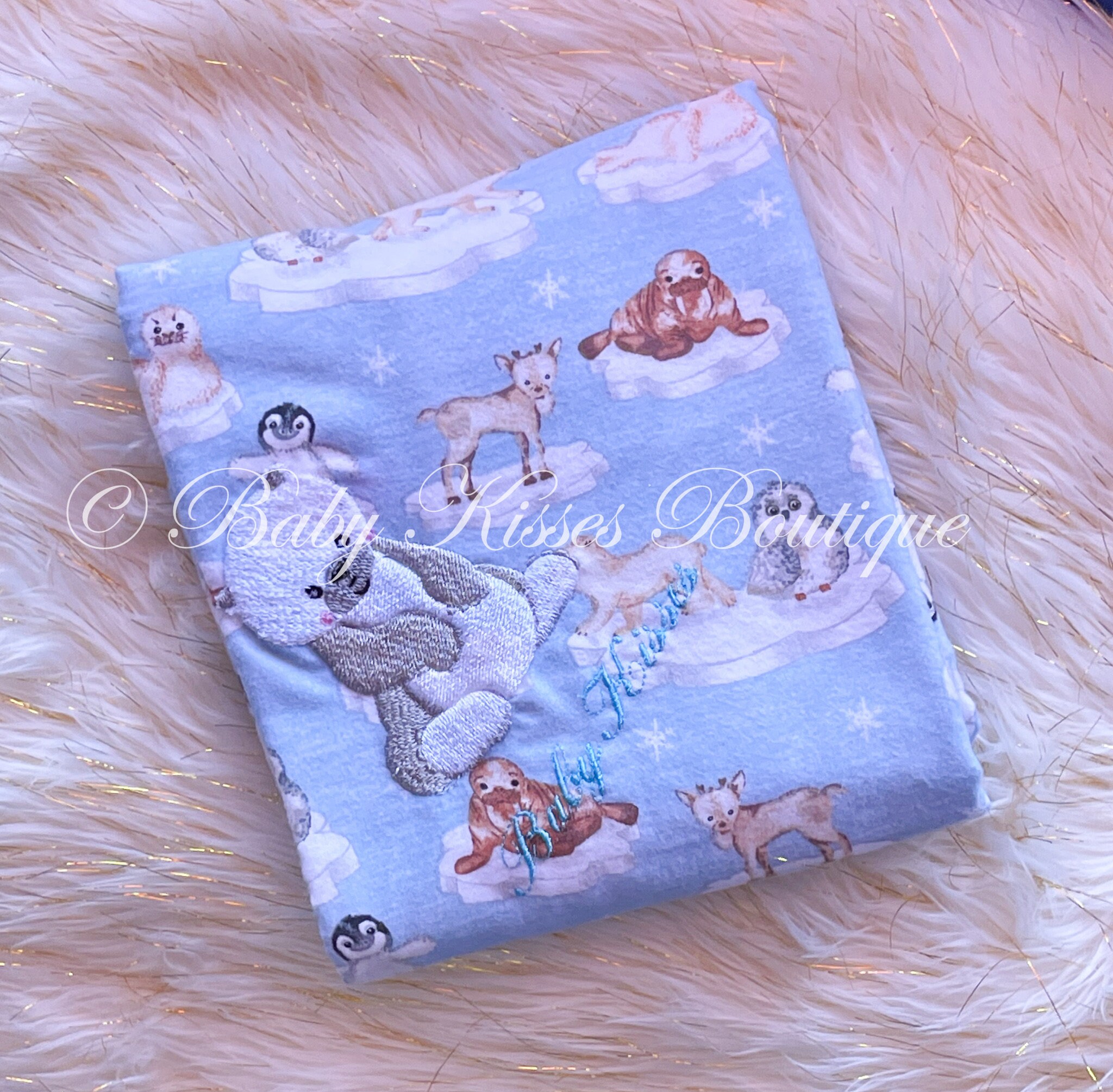 Personalized Polar Bear Blanket Baby Blanket Receiving Etsy