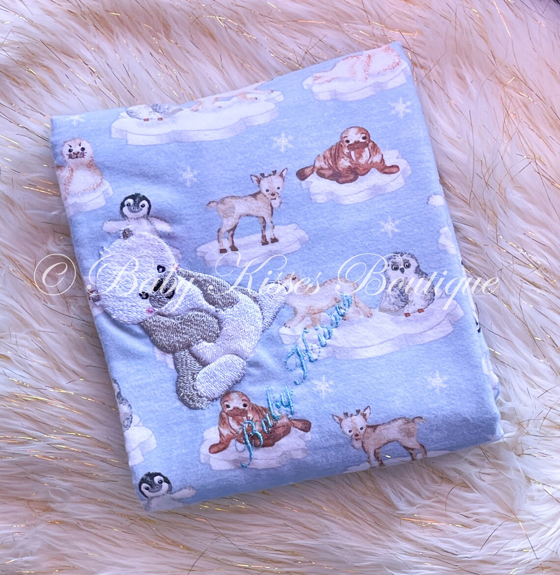 Personalized Polar Bear Blanket Baby Blanket Receiving Etsy New Zealand