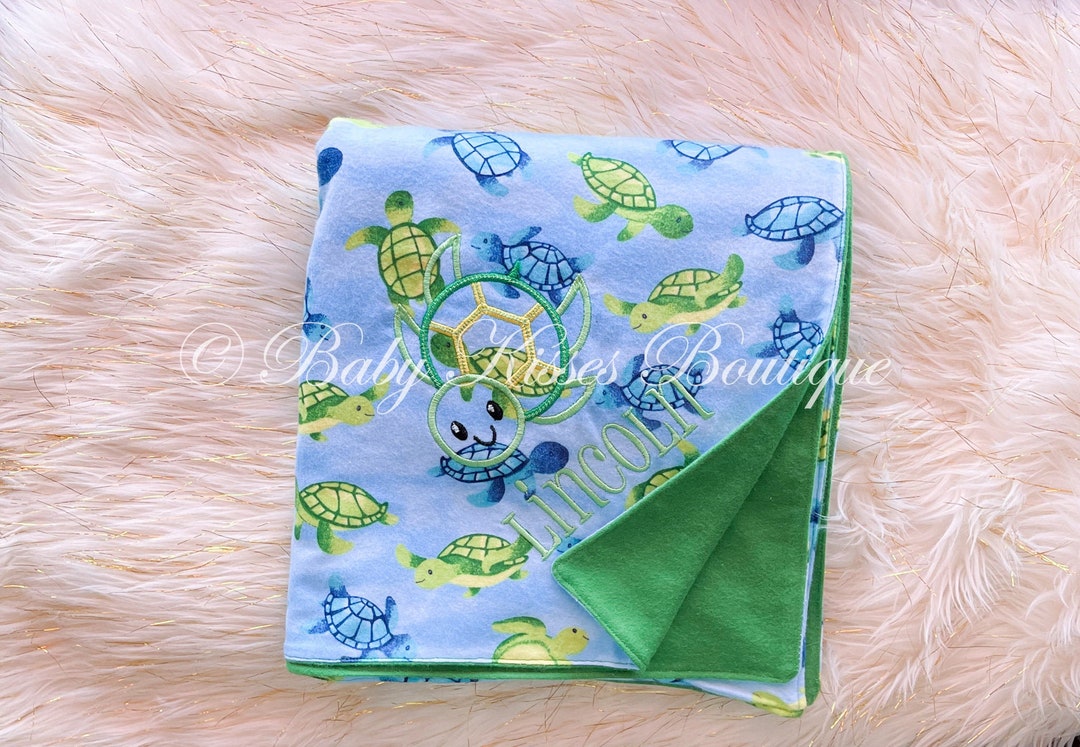 Personalized Turtle Blanket Baby Blanket Receiving Blanket Etsy