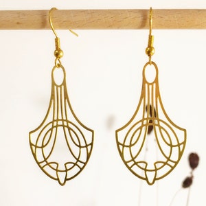 Hanging earrings art nouveau *Art Nouveau* light, brass or stainless steel