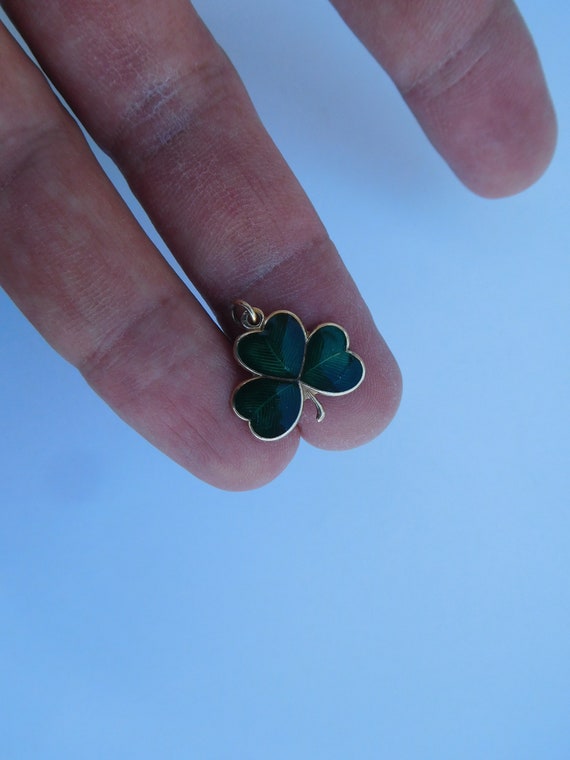 EDWARDIAN Antique 1932 Sterling Silver SHAMROCK CLOVER Emerald Green Enamel Spoon British Birmingham U K Edwardian Nouveau St Patrick/'s Day