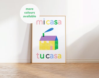 Home Sweet Home Art Print Mi Casa Es Su Casa Art Print Home Sign Housewarming Gift Hallway Art Print Kitchen Living Room Print Colourful Art