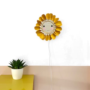 Lámpara LED. Decoración Pared Girasol Cuarto infantil Luz ideal para cuentos antes de dormir. Iluminación Relajante Cuarto de bebés y niños.