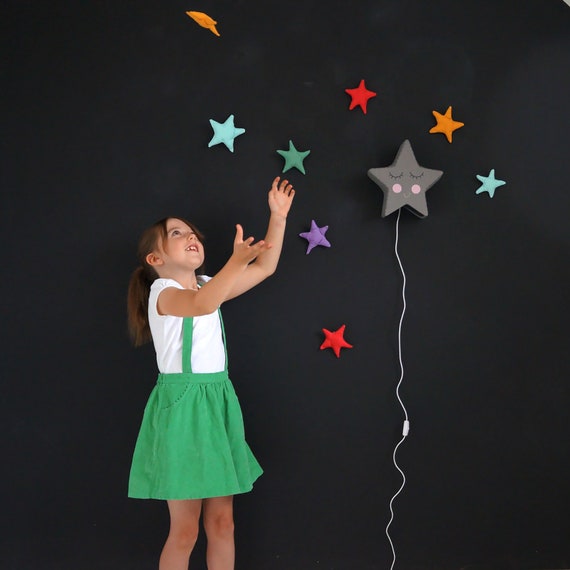 Wandlampe Grauer Stern Led Moderne Kindergarten Und Kinder Etsy