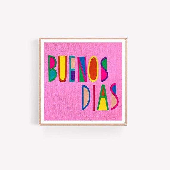 Buenos Dias Print / Pink Wall Art / Bedroom Nursery Decor / | Etsy