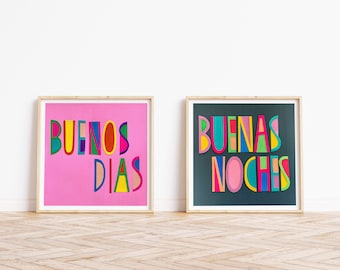 SPANISH prints SET of 2 - Gift for Kids New Parents - Spain Latin Wall Art Spanish Decor Positive Quote