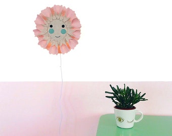 Floral Kids Room Wall Light: Organic Linen Flower Lamp