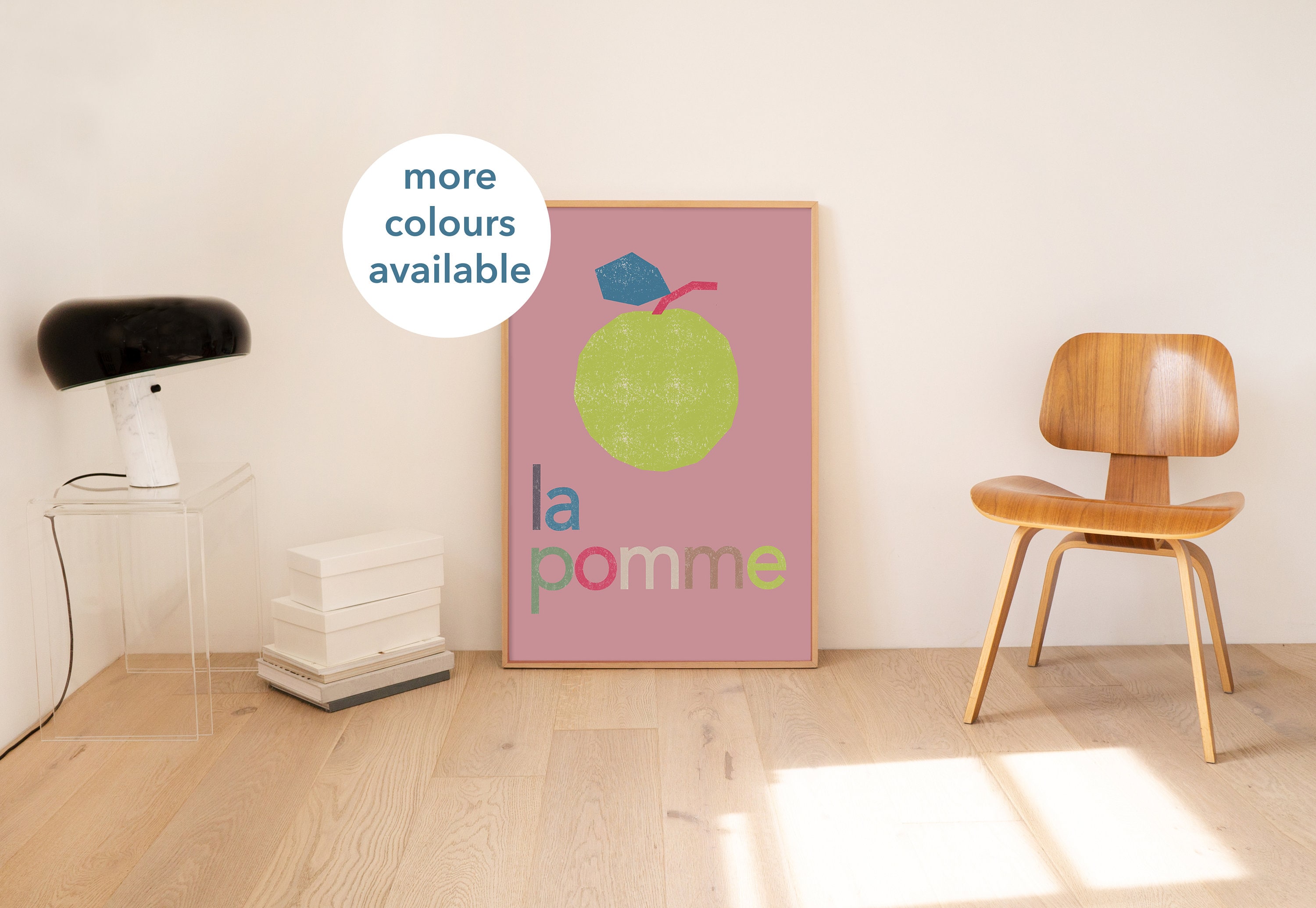 Apple Print: French Typography Kitchen Wall Art
