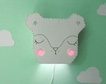 Polar Bear lamp / Woodland wall light / Woodland nursery decor / Kids playroom furniture wall decor