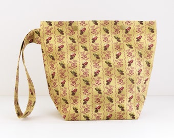 Floral one skein sock knitting bag with snaps