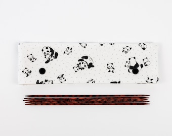 8 inch panda DPN holder, 20cm black and white knitting needle keeper