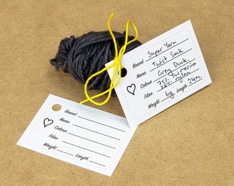 Mini yarn tags, print at home, A4 paper size printable PDF download to label your wool stash