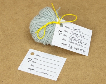 Mini yarn tags, print at home, US Letter paper size printable PDF download to label your wool stash