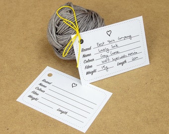 Yarn tags to print at home, A4 paper size printable PDF download to label your wool stash