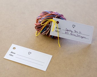 A4 printable simple yarn tags, print at home yarn swap or wool stash labels with UK English spelling