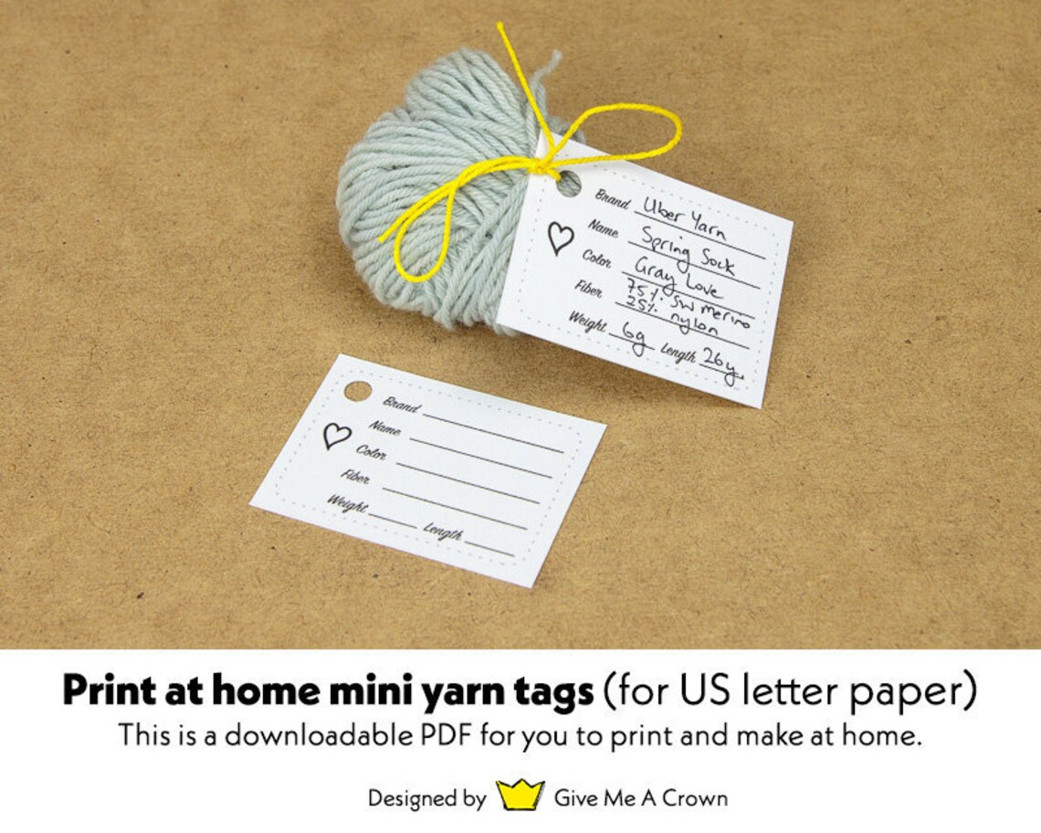 Mini Yarn Tags Print at Home US Letter Paper Size Printable - Etsy