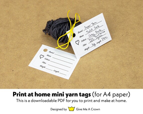 Mini Yarn Tags Print at Home A4 Paper Size Printable PDF | Etsy