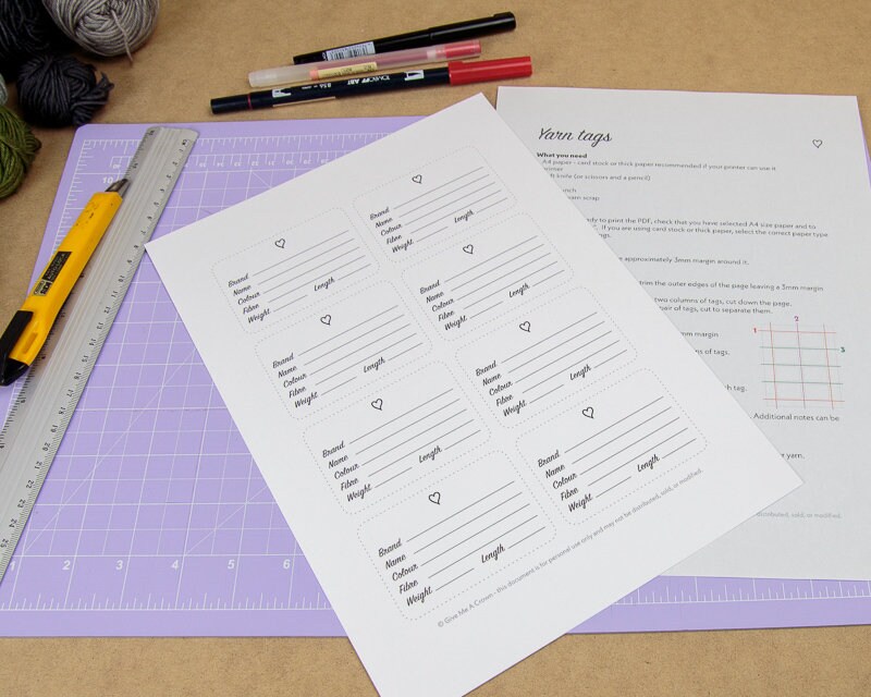 Yarn Tags to Print at Home A4 Paper Size Printable PDF | Etsy