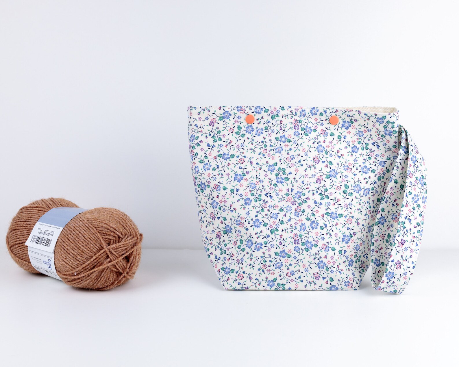 Small Yarn Craft Storage Bag With Flowers One Skein Knitting Etsy