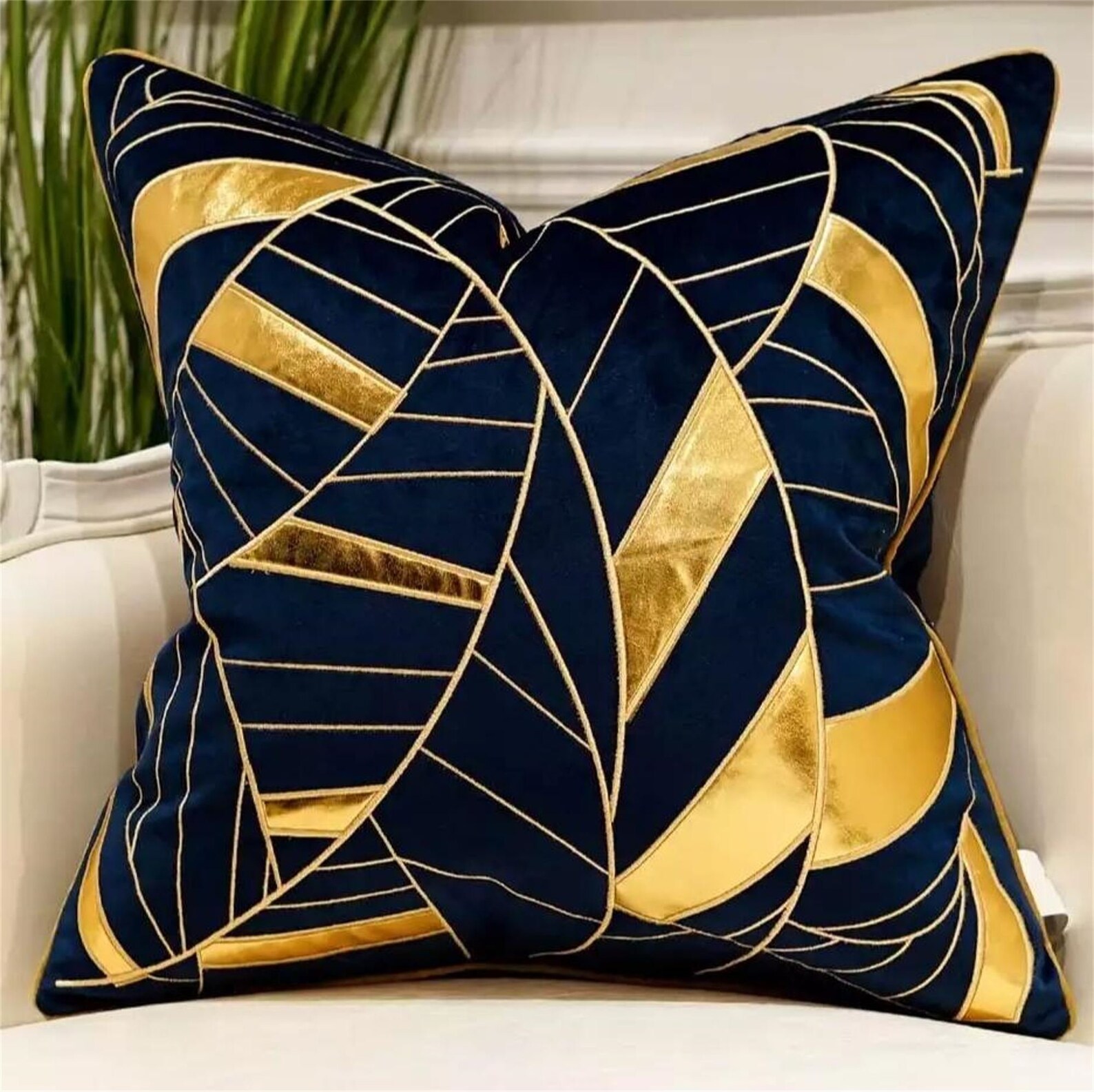 Royal Blue Gold luxury velvet cushion covers pillow hotel Etsy