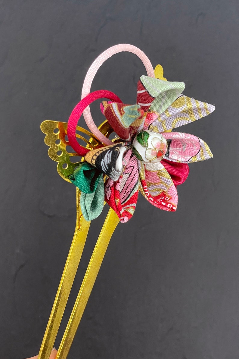 Pic Double kanzashi TOURNESOL image 3