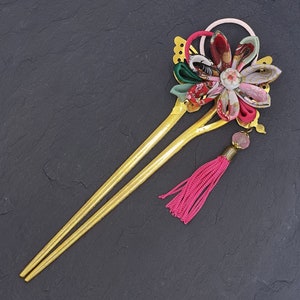 Pic Double kanzashi TOURNESOL image 1