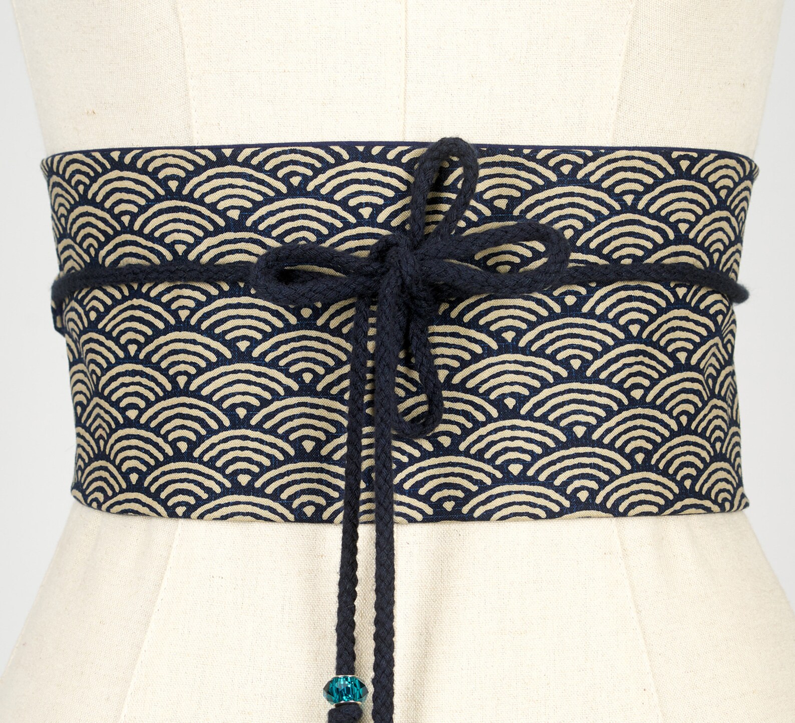 Obi Belt in Printed Japanese Cotton and Cordon With Pompons Etsy